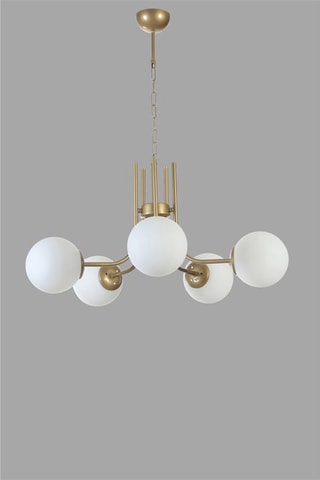 Candeeiro suspenso - Dourado e branco - 5 x 40 W