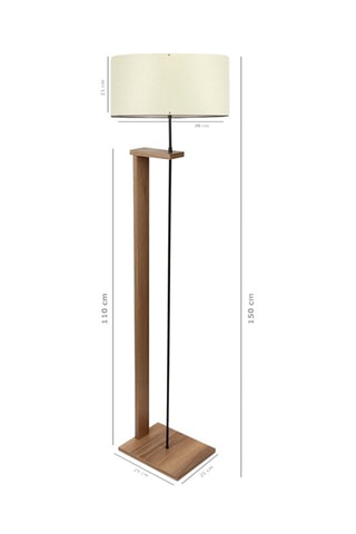 Candeeiro de pé - Imitação de madeira e bege - 60 W