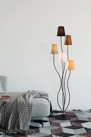 Staanlamp Bonibon - Zwart en Bruin - 5 x 40 W - 160 cm