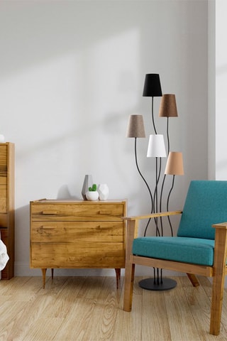 Staanlamp Bonibon - Zwart en Bruin - 5 x 40 W - 160 cm