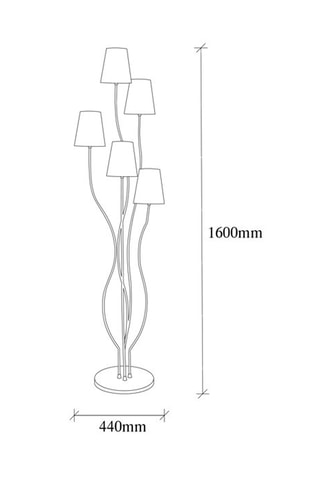 Staanlamp Bonibon - Zwart en Bruin - 5 x 40 W - 160 cm