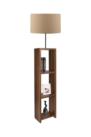Candeeiro de pé com prateleira Ayd - Natural e castanho - 60 W - 150 cm