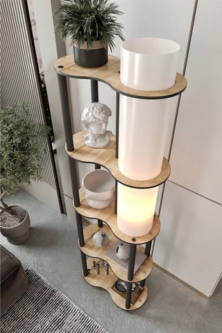 Candeeiro de pé - Imitação de nogueira - 40 W - 140 cm