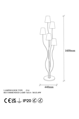 Staanlamp Mushroom - Wit - 5 x 40 W