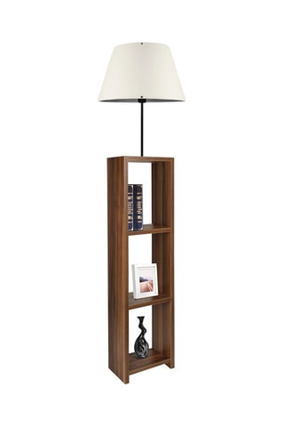 Candeeiro de pé de madeira -  Creme e natural - 60 W