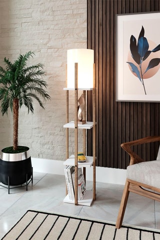 Candeeiro de pé Nora - Natural e branco - 45-60 W