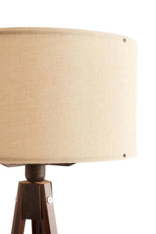 Candeeiro tripé em madeira - Creme e natural - 60 W