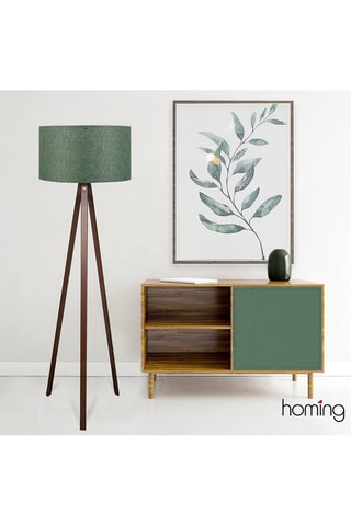 Candeeiro de pé - Verde e castanho - 60 W