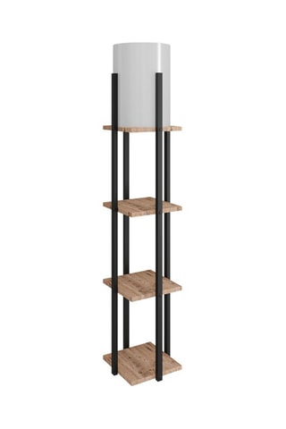Candeeiro de pé Nora SRC - Preto e imitação de madeira - 60 W