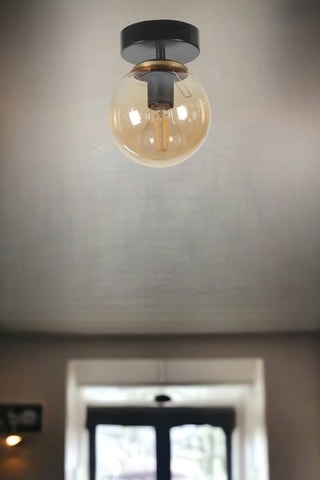 Candeeiro de teto - Preto e transparente - 60 W