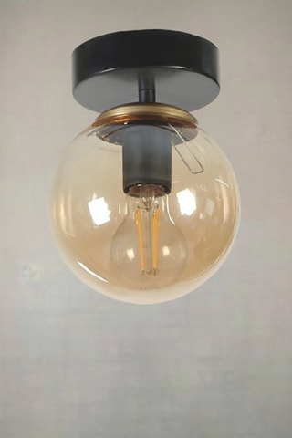 Candeeiro de teto - Preto e transparente - 60 W