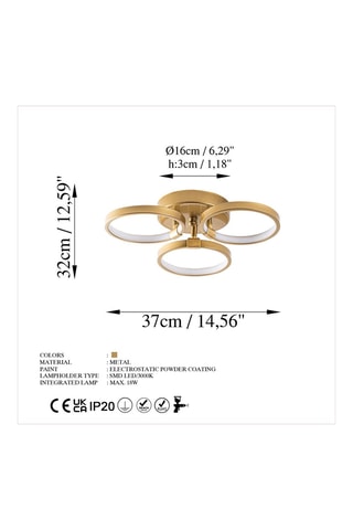 Candeeiro de teto LED Halka -  Dourado - 18 W
