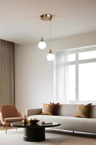 Candeeiro suspenso Afra 2 - Dourado e branco - 2 x 60 W