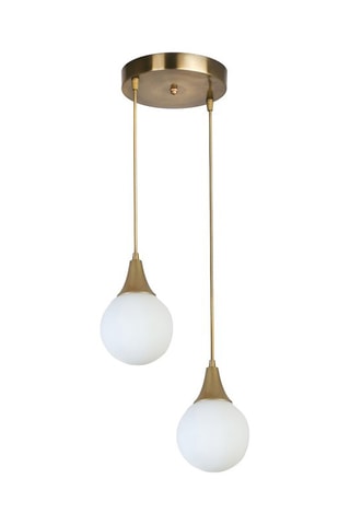 Candeeiro suspenso Afra 2 - Dourado e branco - 2 x 60 W