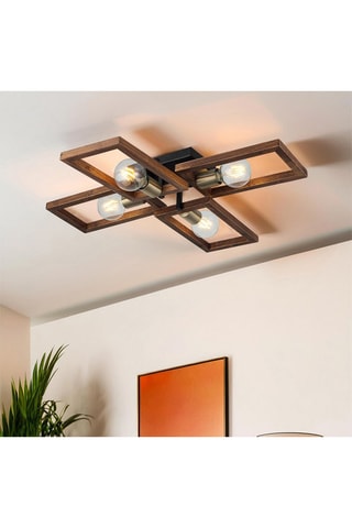 Candeeiro de teto em madeira Era - Preto - 4 x 20 W