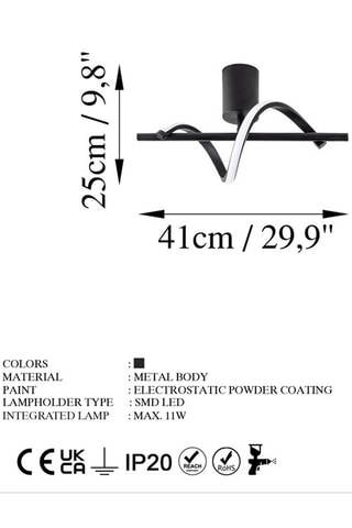Candeeiro de teto LED Likma  - Preto - 11 W