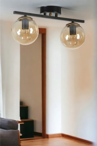 Candeeiro de teto Yeni Can 2 - Preto e dourado - 2 x 60 W