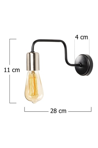 Aplique de parede Denge - Preto e níquel - 40 W