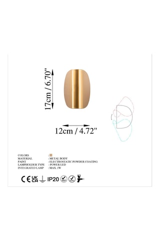 Aplique de parede LED Heybe - Dourado - 1 W