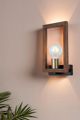 Aplique de parede em madeira Era - Natural e preto - 20 W