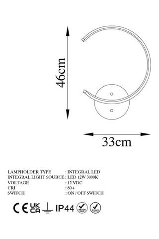 Aplique de parede LED Moon - Preto - 12 W