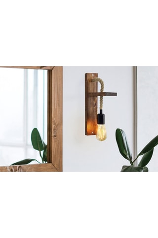 Aplique de parede em pinho maciço Ahsap - Natural e preto - 40 W