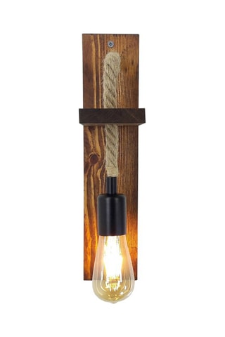 Aplique de parede em pinho maciço Ahsap - Natural e preto - 40 W