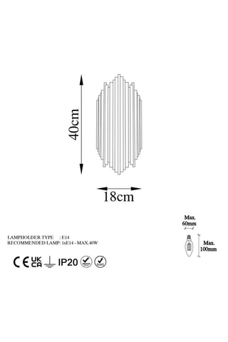 Aplique de parede Kara - Preto - 40 W
