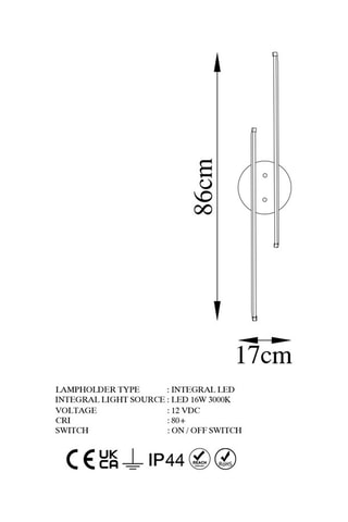 Aplique de parede Umut - Preto - 16 W