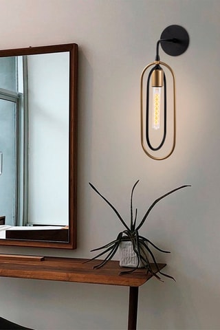 Aplique de parede Cerco - Preto e dourado - 40 W