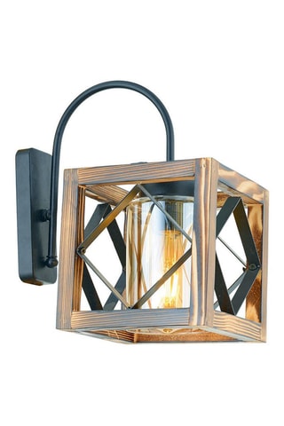 Aplique em madeira de cárpea Zikzak - Natural e preto - 60 W