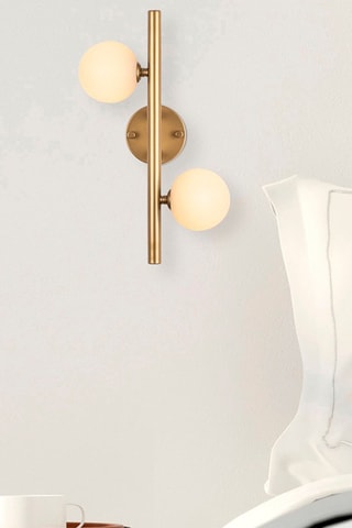 Aplique de parede Domino - Dourado e branco - 2 x 10 W