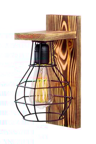 Aplique de parede em madeira Erebos - Natural - 100 W