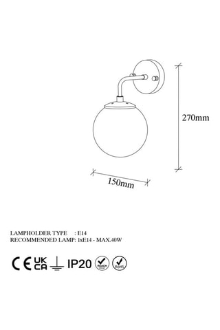 Aplique de parede Horn - Dourado - 40 W