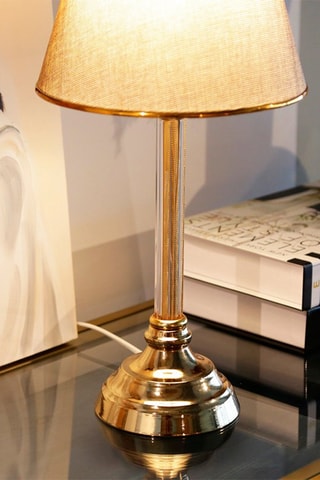 Candeeiro de mesa Ayd - Dourado e bege - 60 W