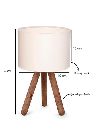 Candeeiro de mesa Ayd em madeira Castanho e cru