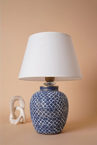Candeeiro de mesa - Azul e branco - 60 W