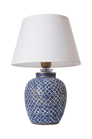 Candeeiro de mesa - Azul e branco - 60 W