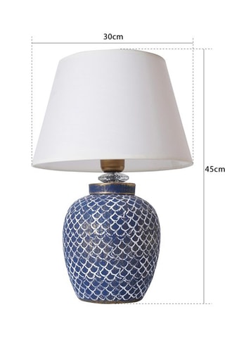 Candeeiro de mesa - Azul e branco - 60 W