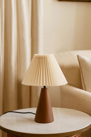 Candeeiro de mesa em madeira - Cru e castanho - 40 W