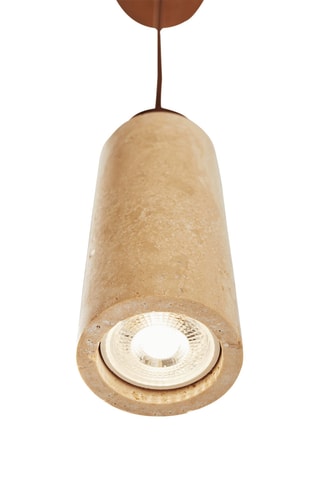 Candeeiro suspenso em madeira e travertino - Natural - 40 W