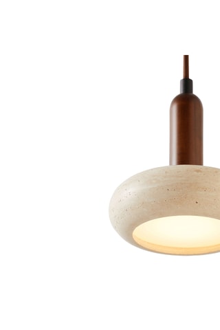 Candeeiro suspenso LED em madeira e travertino - Natural - 24 W