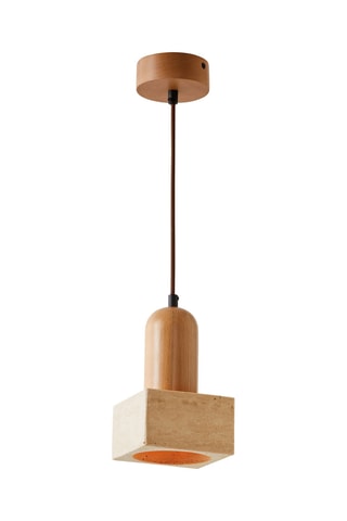 Candeeiro suspenso em madeira - Bege - 40 W