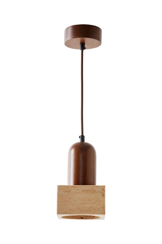 Candeeiro suspenso em madeira - Bege - 40 W