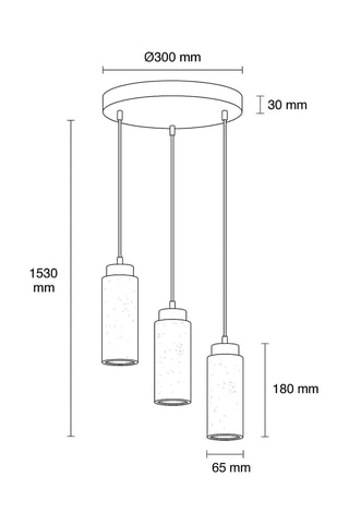 Candeeiro suspenso em travertino com revestimento em madeira - Natural - 3 x 40 W