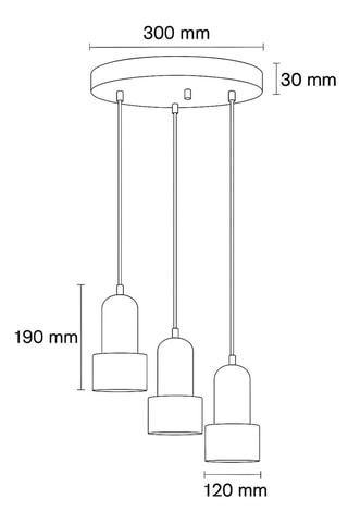 Candeeiro suspenso em travertino com revestimento em madeira - Imitação de carvalho - 3 x 40 W