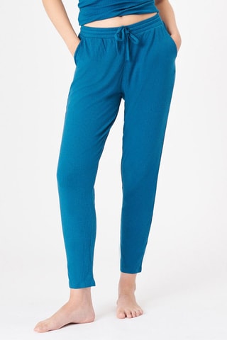 Jogging taille haute Debidiz en coton biologique - Bleu canard