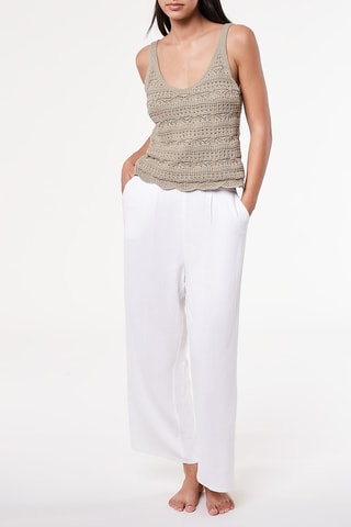 Pantalon carotte 7/8 taille haute en lin Ryley Perle
