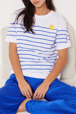 T-shirt de pyjama Gwenn - Blanc et bleu