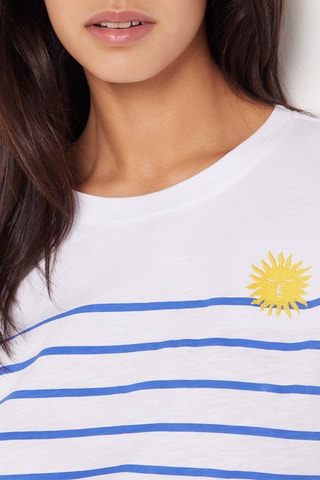 T-shirt de pyjama Gwenn - Blanc et bleu